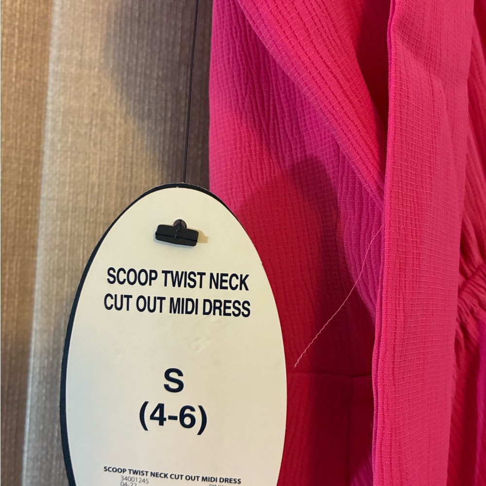 Scoop Twist Neck Cut Out Midi Dress